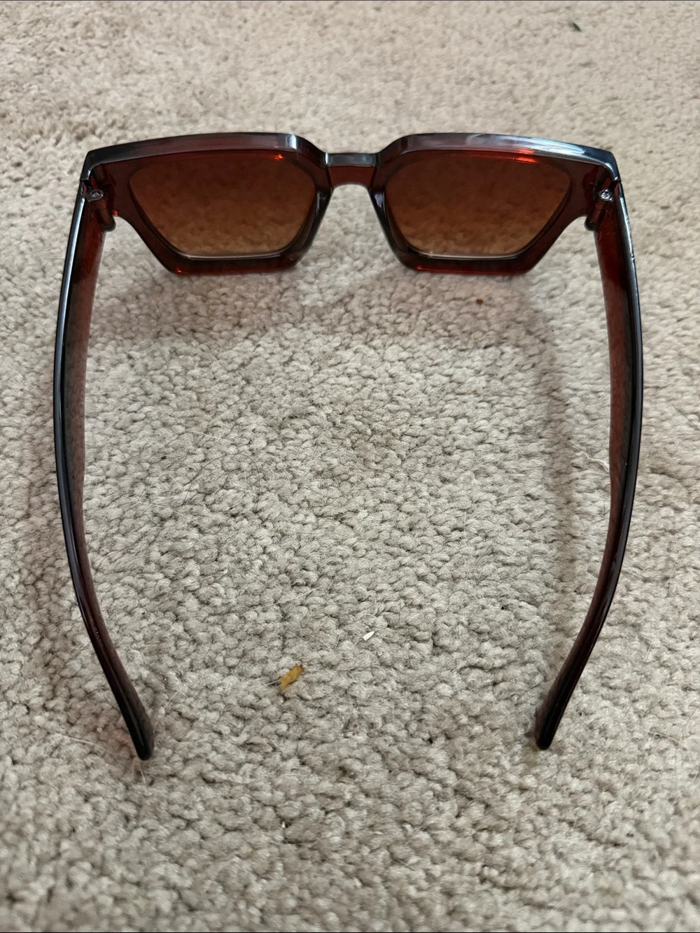 Women's Rectangular Sunglasses - Dark Brown Frame, Brown Lenses